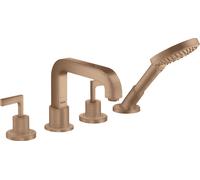 Borde de teja de 4 agujeros hansgrohe AXOR Citterio con manijas de palanca, 39454310, Color: Oro rojo cepillado