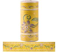 Borde del papel pintado Flor morada sobre fondo amarillo Auto Adhesivo del Papel Pintado del PVC Cenefa autoadhesiva para decoración de pared de cocina baño 10.6cm X 1000CM