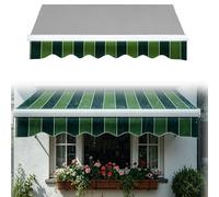 Borde Delantero de Valance para Toldo Retráctil 2.8 3 4.4 6 m, Lona Valance Impermeable con Borde Escalonado, Tira de Cubierta de Poliéster para Exterior Protector Solar(Green Stripes,B310cm)
