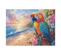 Borde Floral Guacamayo Rompecabezas 500 Piezas Cartón para Toda La Familia Entretenimiento Casero Calmar La Mente Calidad Profesional Detalle De Regalo 500 PCS/52×38cm