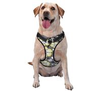 Borde nevado con Flores de Estrella Grises y Amarillas,Arnés para Mascotas, arnés Reflectante Ajustable para Perros,XL