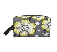 Borde Nevado De Flor Estrella Gris Y Amarilla, Bolsa de Maquillaje Bolsa de cosméticos Bolsa de artículos de tocador de Viaje portátil Organizador de Bolsa de Maquillaje