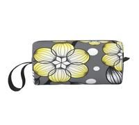 Borde Nevado De Flor Estrella Gris Y Amarilla, Bolsa de Maquillaje Bolsa de cosméticos Bolsa de artículos de tocador de Viaje portátil Bolsa de Maquillaje