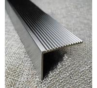 Borde para escalones, Tira de transición piso acero inoxidable | Ancho 1,5-10 cm, Alto 1,5-4 cm, 2 mm, Escenario de uso: escaleras, puertas, pisos(L-140cm/55",W-3cm(1.18"))