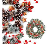 BORDEAG 108 coronas de Navidad, decoración navideña con piñas de abeto, accesorios para manualidades para corona de Navidad, decoración de árbol de Navidad, corona de Adviento, manualidades,