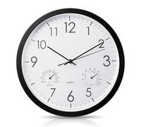 BORDEAG 12 Pulgadas Reloj De Pared, Relojes De Jardín con Termómetro Y Medidor De Humedad, Reloj De Pared Impermeable, Reloj De Jardín Exterior, para Cocina, Dormitorio, Oficina En Casa