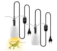 BORDEAG 2 lámparas de calor de cerámica, casquillo regulable, casquillo para reptiles, giratorio 360°, casquillo E27, portalámparas de cerámica, tortuga, para terrario y mascotas, color blanco