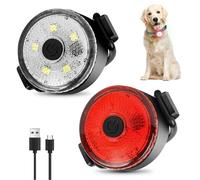 BORDEAG 2 Pcs Luces De Seguridad Para Mascotas, Luz Intermitente LED, Collar De Perro LED, Collar Luz LED Para Perros, Cuello De Gato De Perro LED, USB Recargable 3 Modos Parpadeante