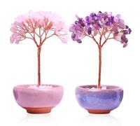BORDEAG 2 Piezas Amatista Árbol De Cristal, Árbol De La Vida De Cristal, Árbol De Dinero De Piedra De Cristal, Árbol De Cristal De Amatista Para Curación De Chakras, Feng Shui, Fortuna