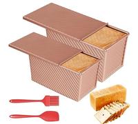 BORDEAG 2 Piezas Juego De Moldes Para Pan Tostado, Molde Para Pan Tostado, Molde Para Pan Con Tapa, Con Tapa Para Hornear, Sándwich Y Horno