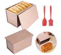 BORDEAG 2 Piezas Molde De Pan Con Tapa, Moldes De Pan Con Tapa, Molde De Tostadas Antiadherente De Acero Al Carbono Molen De Pan Sartén De Pan Caja De Tostadas Para Panes Pasteles Pastelería