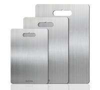 BORDEAG 3 Piezas Tabla De Cortar De Acero Inoxidable, Tabla De Cortar De Titanio, Tabla De Cortar De Cocina, Para Carne, Frutas, Verduras, Alimentos Para Bebés, Apta Para Lavavajillas