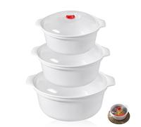 BORDEAG 3 recipientes para microondas, recipientes herméticos con tapa, platos de microondas con tapa, cuenco para microondas de 3 L, recipientes de almacenamiento, recipiente utilizable como