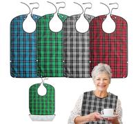 BORDEAG 4 Piezas Baberos Adulto, Babero Adulto Mayor, Lavables y Reutilizables, Protector de Ropa, para Ancianos o Pacientes