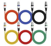 BORDEAG 6 Pack 2 M Cable XLR, Cable de Micrófono XLR, Cable DMX, Cable XLR Balanceado de 3 Pines Macho a Hembra, Conexiones XLR Mesa de Sonido Cable de Microfono, DMX Cables Dmx para Luz de Escenario