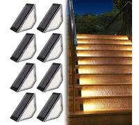 BORDEAG 8 Pack Lámparas Solares para Exteriores, Solar Luces Al Aire Libre, Lámpara de Pared Solar Exterior, Ip65, Resistentes Al Agua, para Césped, Terraza, Patio, Acera