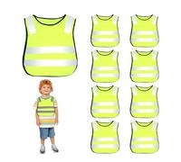 BORDEAG 8 Piezas Chaleco Reflectante Niño, Chalecos Reflectantes Seguridad para Niños, Chaleco Amarillo Reflectante para Senderismo Carrera Ciclismo Viajes Escolares Niñas Niños 3-12 Años