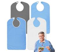 BORDEAG Babero Adulto 4 Piezas, Babero para Adultos Lavable, Baberos para Adultos, Baberos Adultos Protector de Ropa para Personas Hombres Mujeres Mayores y Discapacitadas