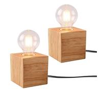 BORDEAG Base de lámpara E27 de madera, 2 piezas de lámpara de noche dados de madera A con interruptor de cable, lámpara de mesa E27 de madera, lámpara de mesa de madera para dormitorio, sala de estar