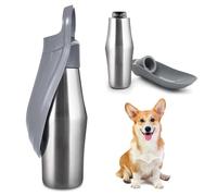 BORDEAG Botella de agua para perros, 750 ml, de acero inoxidable, plegable 180°, portátil para perros, para caminar, parques, camping