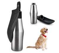 BORDEAG Botella de agua para perros, 750 ml, de acero inoxidable, plegable 180°, portátil para perros, para caminar, parques, camping (Negro, A)