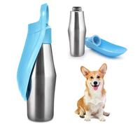 BORDEAG Botella de agua plegable para perros, 750 ml, acero inoxidable, portátil, azul, A