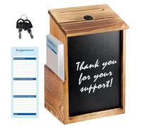 BORDEAG Caja de donaciones para urnas, caja de propuestas de madera, caja de donaciones con cerradura, caja de pensión de pie y montaje en pared con pizarra, caja de donación para oficina, escuela