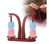 BORDEAG Carrete de lana giratorio, soporte magnético de lana de madera, soporte magnético para bolas de lana, soporte giratorio para bolas de lana, soporte magnético doble para manualidades y tejer