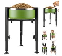 BORDEAG Comedero Perro Elevado Ajustable en Altura y Anchura, Metal, Negro, para Perros Pequeños, Medianos y Grandes