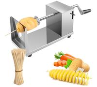 BORDEAG - Cortador de patatas en espiral, copa de patata en espiral, de acero inoxidable, para el hogar, el hotel y el restaurante, con 50 palos de bambú