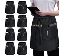 BORDEAG Delantal De Cintura,8 Piezas 55 * 86CM Delantal De Camarero Con 3 Bolsillo,Delantale Cintura,Delantale Corto,Mandil Camarero Corto Para Bar,Restaurante,Cocina,Camarero,Panadero