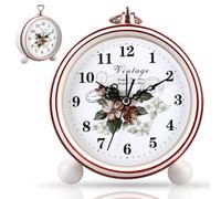 BORDEAG Despertador Retro, Reloj Despertador Analógico Sin Tictac, Despertador Pilas Reloj de Mesa Vintage Silencioso para Quienes Duermen Profundamente con Esfera Grande de 4 Pulgadas