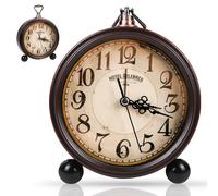 BORDEAG Despertador retro, reloj despertador analógico sin tictac, reloj de mesa vintage, silencioso, funciona con pilas, despertador ruidoso para dormir profundo, con esfera grande de 4 pulgadas