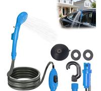 BORDEAG Ducha de camping portátil, 12 V CC, portátil, con bomba, ducha de camping, portátil, con batería, para camping, senderismo, jardín, playa, viajes, mascotas (azul)
