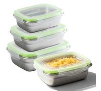 BORDEAG Fiambrera De Acero Inoxidable,3 Piezas 350ML+850ML+1800ML Cajas Bento De Acero Inoxidable,Lonchera A Prueba De Fugas Para Ensalada,Adultos,Pan,Almuerzo,Inoxidable 304