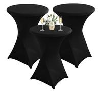 BORDEAG Funda elástica para mesa de bistró, 3 fundas elásticas para mesa alta, 80 x 110 cm, refuerzo en el área de los pies, fundas para mesas altas para bodas, banquetes, fiestas en el jardín (negro