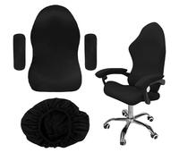 BORDEAG Funda para silla de juegos, 4 piezas negras, funda para silla de juego con reposabrazos, fundas elásticas y extraíbles lavables, fundas para silla de juegos, funda para silla de oficina para