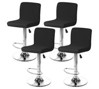 BORDEAG Fundas para taburetes de bar con respaldo, 4 unidades lavables, funda elástica extraíble, negro