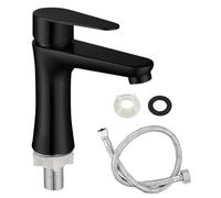 BORDEAG Grifo Lavabo, Mezclador Monomando Inoxidable Negro Mate, Baño, Tocador, 1 Manija, 1 Orificio, Montaje en Cubierta, Ahorro de Agua, 2 Piezas, 0.42 kg