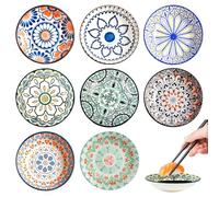 BORDEAG Juego de Cuencos para Tapas: Set de 8 cuencos de cerámica, cuencos para snacks versátiles, para sushi, postres, aperitivos (Negro, Ø 10 cm, 70 ml)