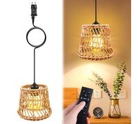 BORDEAG Lampara Colgante, Lampara Ratan Con 5M Cable, Lamparas Colgantes, Lampara Colgante Techo E27, Lámpara De Techo Colgante Colgante, Apta Para Dormitorios, Zonas Exteriores