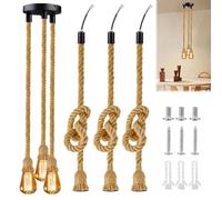 BORDEAG Lámpara de araña industrial retro de cuerda de cáñamo, 100 cm, cuerda de cáñamo, lámpara colgante de cuerda de cáñamo, lámpara colgante vintage DIY, restaurante, barra, cafetería