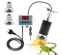 BORDEAG Lámpara de calor para reptiles con terrario E27, lámpara de calor de tortuga con interruptor, lámpara de terrario para reptiles 25 W + 50 W, control inteligente de temperatura para lagartos
