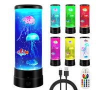 BORDEAG Lámpara de medusas, lámpara de lava, medusas, lámpara redonda para acuario, medusas con 17 modos de cambio de color, mando a distancia, lámpara de lava para luz de ambiente, luz nocturna