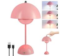 BORDEAG Lámpara de mesa, lámpara de mesa inalámbrica con 3 modos de brillo, lámpara de seta, lámpara de noche, lámpara de escritorio, lámpara de mesa LED, lámpara de mesa regulable táctil para