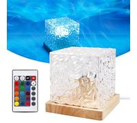 BORDEAG Lámpara de Onda, Lámpara LED Wave Cube con 16 Colores y Mando a Distancia, Lámpara de Luz Boreal con Base de Madera