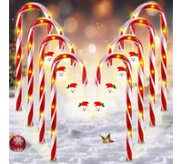 BORDEAG Luces De Bastón De Caramelo De Navidad,8 Piezas Luces Bastón Caramelo,Bastones De Caramelo Iluminados Para Jardín,Decoración Navideña,Exteriores,Interiores,Fuente de Alimentación