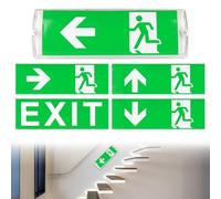 BORDEAG Luz de salida de emergencia, luz de emergencia LED, luz de escape de seguridad 5W, con 5 pictogramas, luz de emergencia LED, montaje en pared, para supermercado, centros comerciales