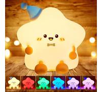 BORDEAG Luz Nocturna Infantil, Luz Nocturna Bebé con Temporizador, Luz Quitamiedos Infantil Recargable, Lampara de Silicona, Lampara Bebe Noche, Estrella Lampara Infantil para Niñas Niños