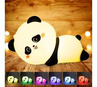 BORDEAG Luz Nocturna Infantil, Luz Nocturna Bebé con Temporizador, Luz Quitamiedos Infantil Recargable, Lampara de Silicona, Lampara Bebe Noche, Panda Lampara Infantil para Niñas Niños